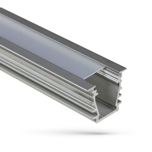 Aluprofil dyb til LED-strips - 1 meter, mælkehvidt cover, uden lyskilde