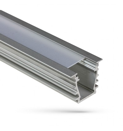 Aluprofil dyb til LED-strips - 1 meter, mælkehvidt cover, uden lyskilde