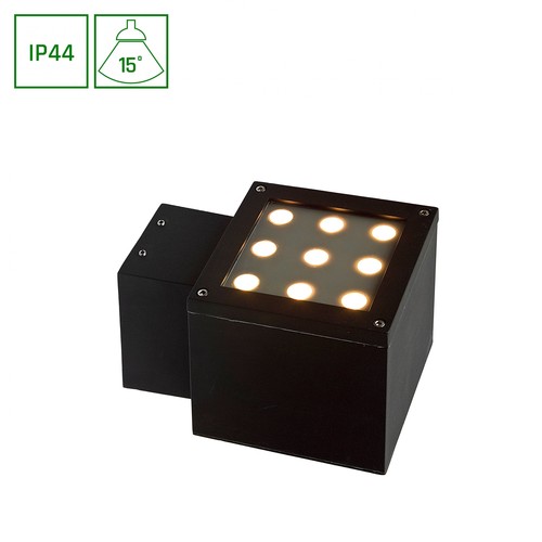 TORRE 230V 9W E27 - 9LED, Cree 15°, IP44, Neutral Hvid, Vægmonteret