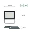 Noctis Lux 100W - Lyskaster, varm hvid, 230V, IP65, 270x210x27mm, sort