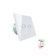 Smart 2-zone WiFi afbryder - 2x1000W, hvidt glas, virker med Google Home/Alexa, IP20 indendørs