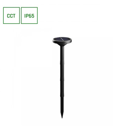 1W Solara Plato solcelle havelampe, CCT - IP65, sort, inkl. spyd, 3000K/4000K/6000K, 3.2V