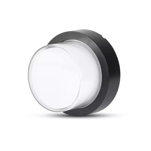 V-Tac 7W LED sort væglampe - Rund, IP65 udendørs, 230V, inkl. lyskilde