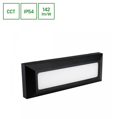 Encanta 6W CCT 230V IP54 230x80x30mm Sort Overflade Facader Lys