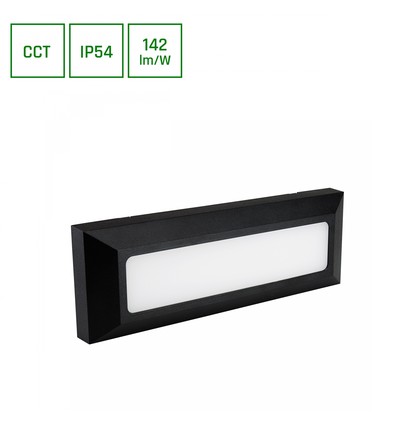 6W Encanta CCT LED facadelampe - 142lm/W, IP54, sort, 3-i-1 CCT, udendørs væglampe