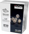 1 m. kugle LED julelyskæde - 10 LED, indendørs, varm hvid, batteri