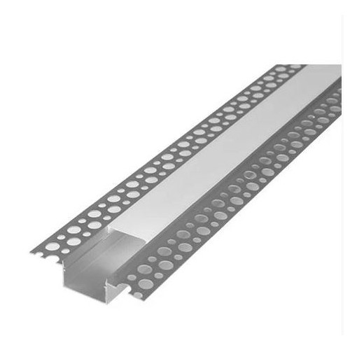 Aluprofil 50x20 til indspartling - 1 meter, hvid, inkl. mælkehvidt cover