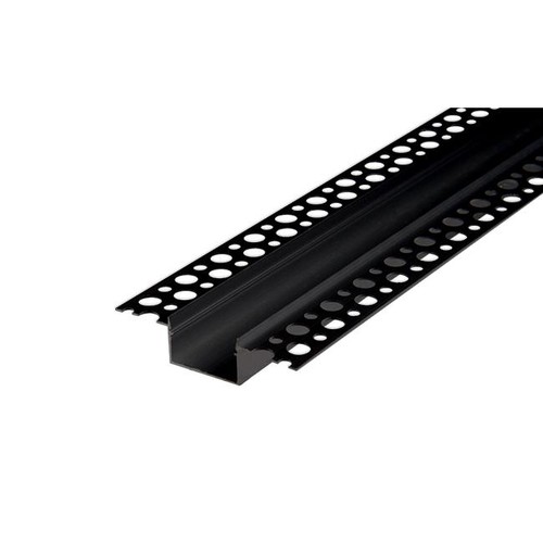 Aluprofil 50x20 til indspartling - 1 meter, sort, inkl. sort cover