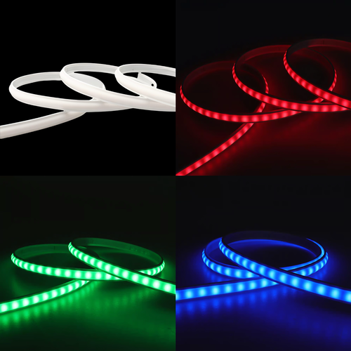 5m 9W/m RGB CLIP-ON LED strip - 230V, IP67 vandtæt, Hvid cover, 60 LED