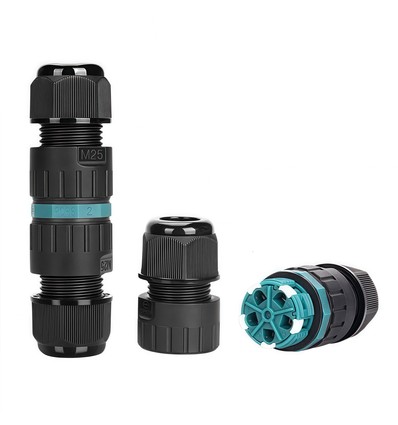 Sort rund samledåse - IP68 vandtæt, Sort, 5 ledet, Til samling af ledninger, DALI/1-10V dæmp