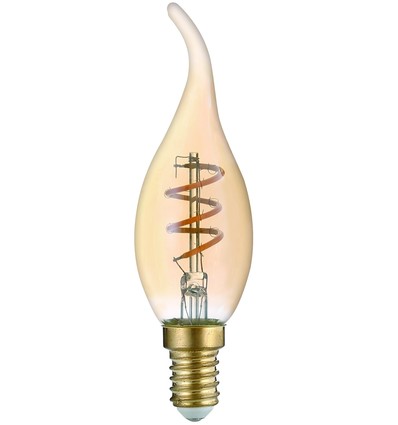 3W LED flammepære - T35, kultråd, røget glas, E14, 230V