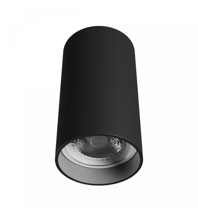 GU10 påbygningsspot - Sort, rund, loftlampe, uden lyskilde