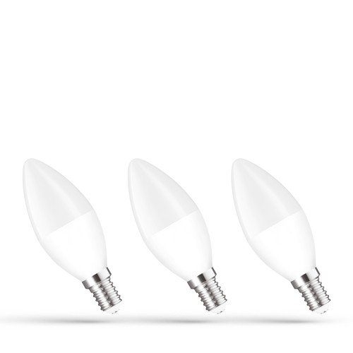 3 stk. E14 6W LED kertepære - C37, Varm hvid, 3000K
