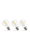 3 stk. E27 7W LED pære - GLS, filament, 770lm, varm hvid, 3-pak
