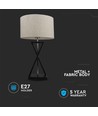 V-Tac moderne designer bordlampe - Hvid/sort, 1,5 meter ledning, E27 fatning, uden lyskilde