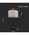 V-Tac moderne designer bordlampe - Hvid/sort, 1,5 meter ledning, E27 fatning, uden lyskilde