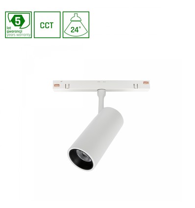 10W Shift Spot M skinnespot til 48V - 24°, RA90, CCT, 5 års garanti, 48V DC