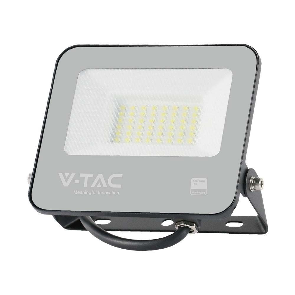 V Tac 30w Led Projektør 135lm/w Samsung Led Chip Arbejdslampe 1m Ledning Udendørs Dæmpbar : Ikke Dæmpbar Farve På Hus : Sort Kulør : Neutral