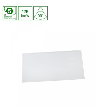 60x120 LED panel, 60W - 125lm/W, UGR19, hvid ramme, 5 års garanti