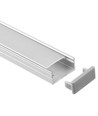 Aluprofil 18x8 til IP65 og IP68 LED strip - 1 meter, inkl. mælkehvidt cover, klips og endestykker, anodiseret