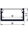 Aluprofil 18x8 til IP65 og IP68 LED strip - 1 meter, inkl. mælkehvidt cover, klips og endestykker, anodiseret