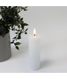 LED Bloklys 10cm høj, flammeeffekt, hvid - Ø5cm, 15cm høj, virker m. fjernbetj, timer, ægte stearin