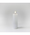 LED Bloklys 10cm høj, flammeeffekt, hvid - Ø5cm, 15cm høj, virker m. fjernbetj, timer, ægte stearin