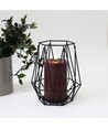 LED Bloklys 12,5cm høj, smelte-look, flammeeffekt - Ø7,5cm, 12,5cm høj, virker med fjernbetj, ægte stearin, bordeauxrød