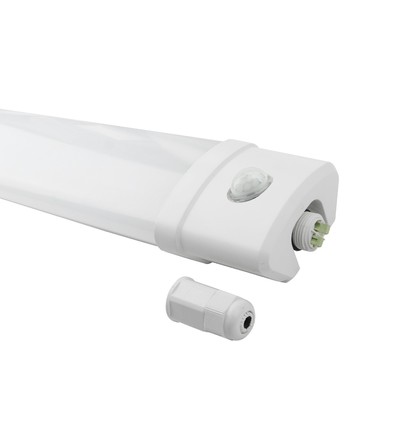 Vandtæt 30W komplet LED armatur - 60 cm, IP65, PIR sensor, IK08, 230V