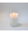 LED Bloklys 12,5cm høj, flammeeffekt, hvid - Ø7,5cm, 12,5cm høj, virker med fjernbetj, timer, ægte stearin