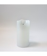 LED Bloklys 15cm høj, flammeeffekt, hvid - Ø7,5cm, 15cm høj, virker med fjernbetj, timer, ægte stearin