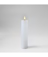 LED Bloklys 20cm høj, flammeeffekt, hvid - Ø5cm, 20cm høj, virker m. fjernbetj, timer, ægte stearin