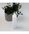 LED Bloklys 20cm høj, flammeeffekt, hvid - Ø5cm, 20cm høj, virker m. fjernbetj, timer, ægte stearin