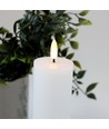 LED Bloklys 20cm høj, flammeeffekt, hvid - Ø5cm, 20cm høj, virker m. fjernbetj, timer, ægte stearin