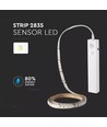1m 2,4W/m stænktæt LED strip - 6V DC, IP65, PIR sensor, batteri, 30 LED pr. meter