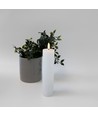 LED Bloklys 20cm høj, flammeeffekt, hvid - Ø5cm, 20cm høj, virker m. fjernbetj, timer, ægte stearin