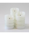 LED Bloklys 3 stk sæt med lyskæde, flammeeffekt - Ø7,5cm, 10/12,5/15cm høj, inkl. fjernbetjening, timer, ægte stearin