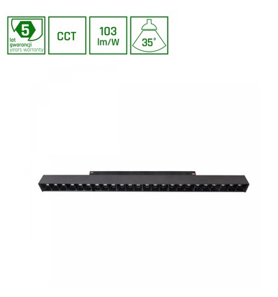 SHIFT CCT - Grid L Skinne Lys 22W - 440x23x42mm, 40°, sort, CCT skift