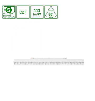 GRID L 22W skinnespot til SHIFT system, CCT - 48V, RA90, 102lm/W, 3-i-1 farvevalg, 5 års garanti