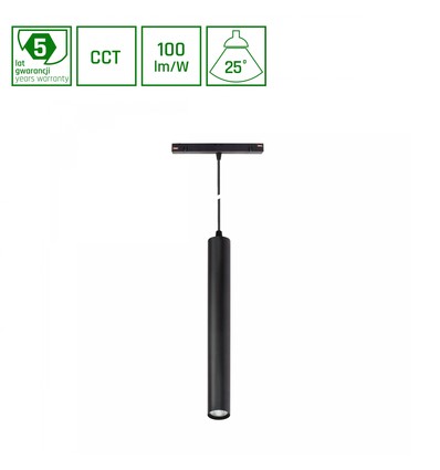 SHIFT CCT- Hangit Nedhængt Skinne Lys 12W - 40x297 (900mm Kabel), 25° Sort CCT Switch