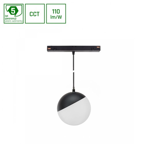System Shift CCT- Globe P nedhængt Sphere skinne lys Ø100, 815mm kabel, 5W, 165°, sort, CCT switch