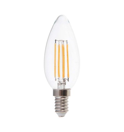 V-Tac 4W LED kertepære - 3-trin dæmpbar, kultråd, varm hvid, E14