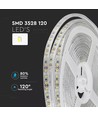 5m 7,2W/m stænktæt LED strip - 12V DC, IP65, 120 LED pr. meter