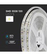 V-Tac 7,2W/m stænktæt LED strip - 5m, 120 LED pr. meter