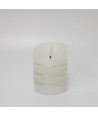 LED Bloklys med lyskæde, 10cm høj, flammeeffekt - Ø7,5cm, 10cm høj, virker m. fjernbetj, ægte stearin