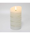 LED Bloklys med lyskæde, 15cm høj, flammeeffekt - Ø7,5cm, 15cm høj, virker m. fjernbetj, ægte stearin