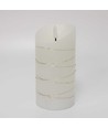 LED Bloklys med lyskæde, 15cm høj, flammeeffekt - Ø7,5cm, 15cm høj, virker m. fjernbetj, ægte stearin
