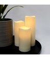 9-pak LED Udendørs bloklys, inkl. fjernbetjening, Ø5,5cm - Højde: 13/15/17,5cm, Batteri, timerfunktion, trådløs, tåler vand