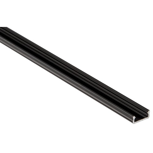 Aluprofil Type D til indendørs IP20 LED strip - Lav, 1 meter, sort, vælg cover
