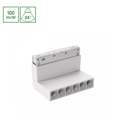 6W SYSTEM SHIFT BASIC GRID XS skinnespot, 48V - 4000K, hvid, 24 grader, justerbar, 48V skinnesystem